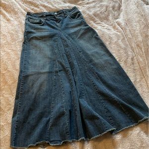 Denim flare maxi skirt